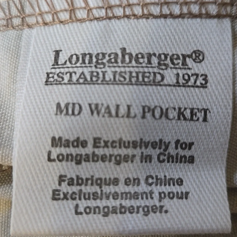New Longaberger Medium Wall Pocket Khaki Floral Liner